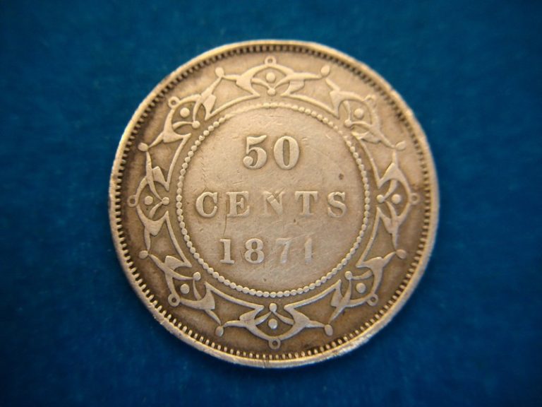 Rare 1874 Newfoundland Queen Victoria 50 Cents Sterling Silver Coin - Jewelry PC