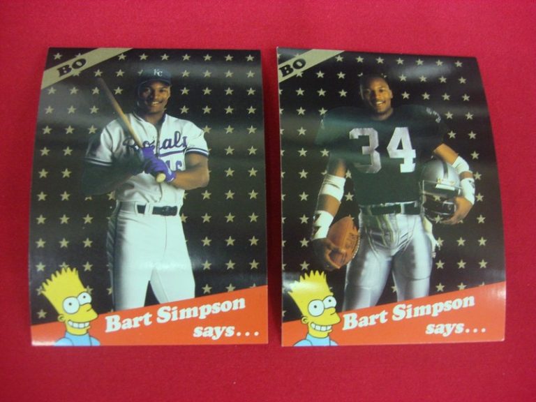 Bo Jackson / Bart Simpson 2 Card Set - Bart's Superstars Series 1 (FB & BB Broder)