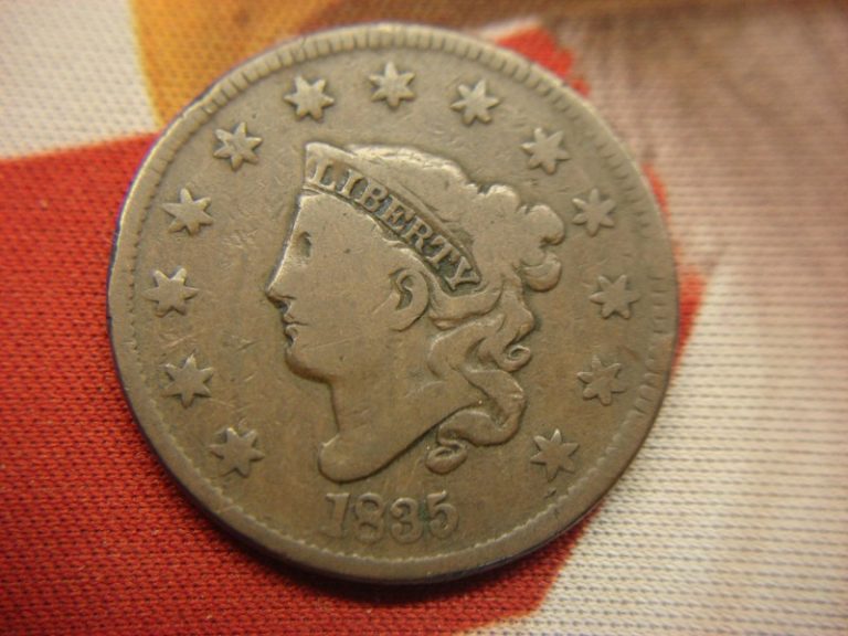1835 Large Cent - Matron Head, LG 8/Stars, Natural Patina