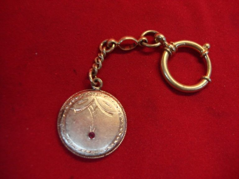 Antique Gold Filled Fob Watch Chain with Fancy Motif
