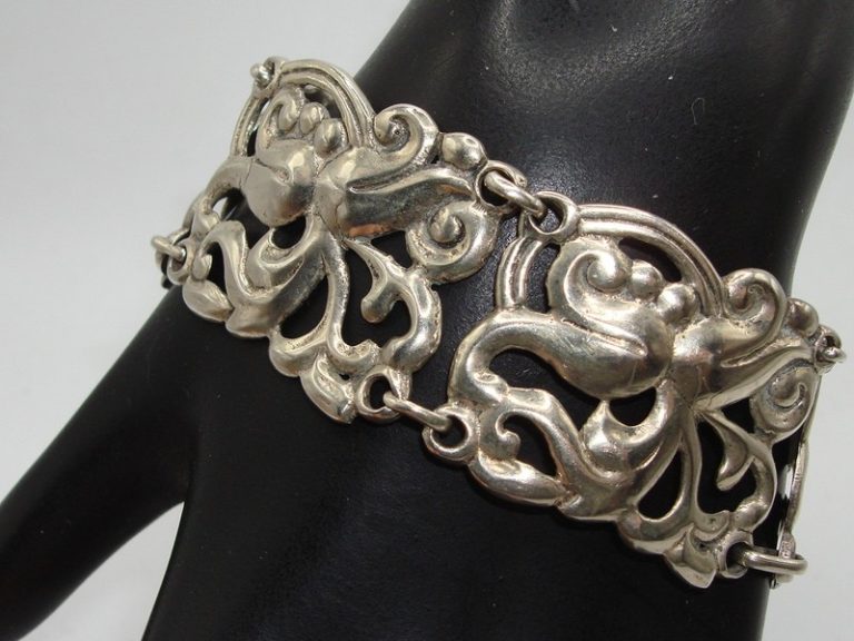 Antique Art Nouveau Sterling Silver Floral Bracelet - 7.25" | Lilies of the Valley Design