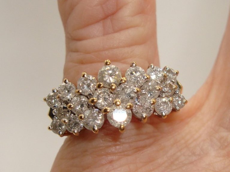 14K Gold Waterfall Diamond Ring - 1.5ctw, Size 7