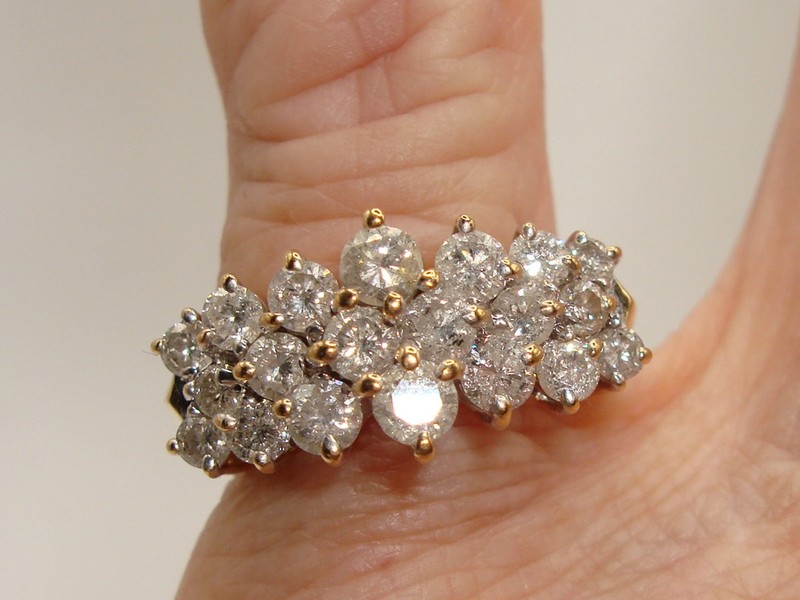 14K Gold Waterfall Diamond Ring - 1.5ctw, Size 7