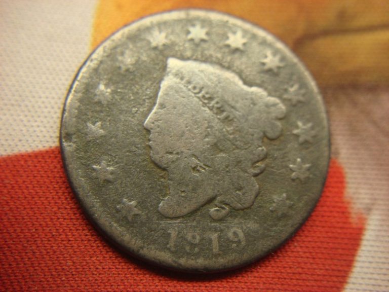 1819 U.S. Matron Head Large Cent - Small Date, Circulated & Natural