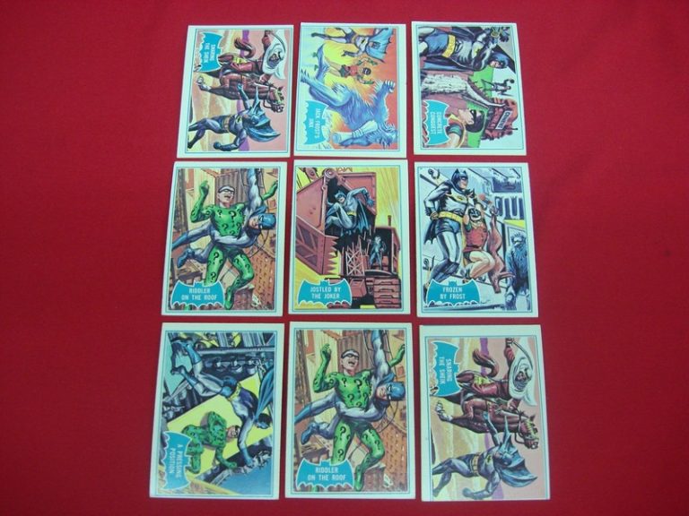 Vintage 1966 Topps Batman comic trading cards (set of 9)