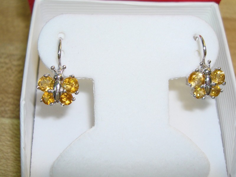 18K gold citrine butterfly earrings, made in Italy