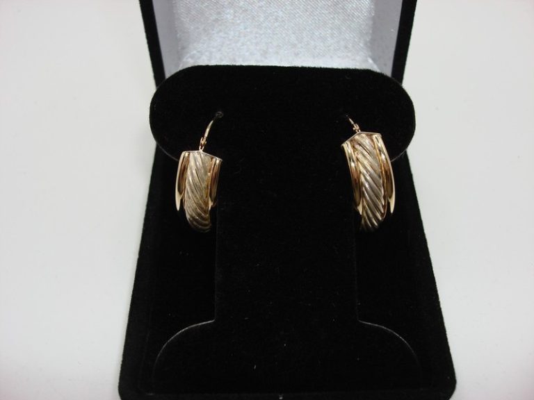 CJI 14K gold and sterling silver braided hoop earrings