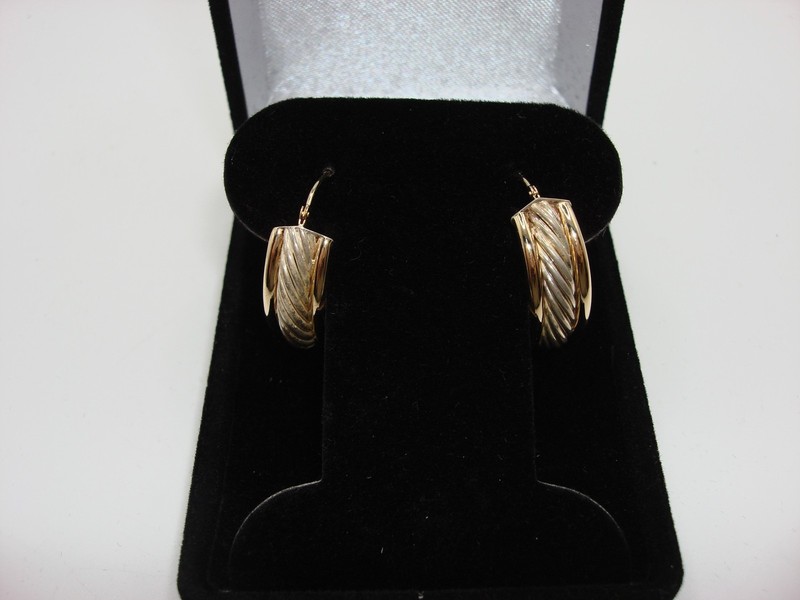 CJI 14K gold and sterling silver braided hoop earrings
