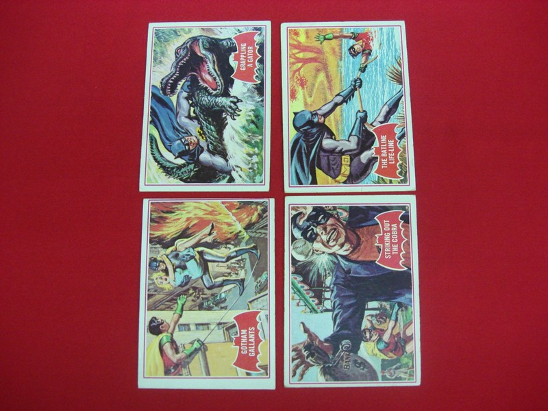 Vintage 1966 Topps Batman trading cards (4-card lot)