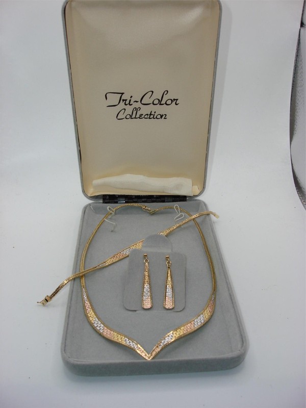 New Tri-Color Sterling Silver Jewelry Set