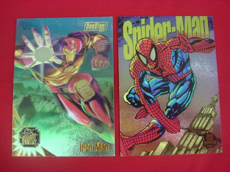 1994 Spider-Man Power Blast #6 and 1995 Iron Man/War Machine DuelBlast #3 Foil Trading Cards