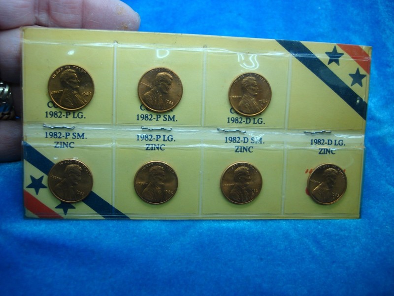 1982 Lincoln Cents Variety Set (7-PC) - Uncirculated P & D - Copper & Zinc