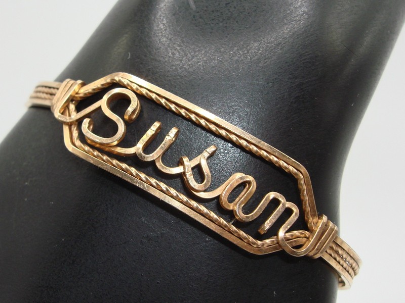 Vintage rose gold filled name bracelet engraved with 'Susan'