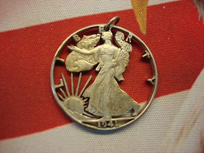 Vintage 1941 Walking Liberty Half Dollar Pendant - Cut-Out Design .900 Fine Silver