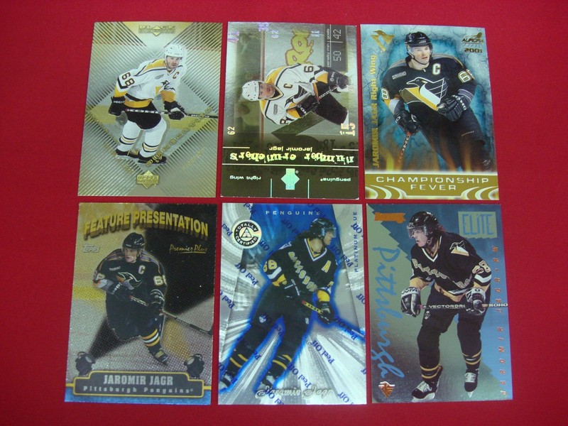 Jaromir Jagr foil hockey card lot (6 cards, Penguins, serial #s & parallels)