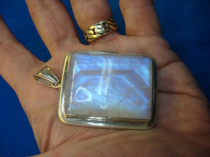 Extra Large Sterling Silver Moonstone Pendant