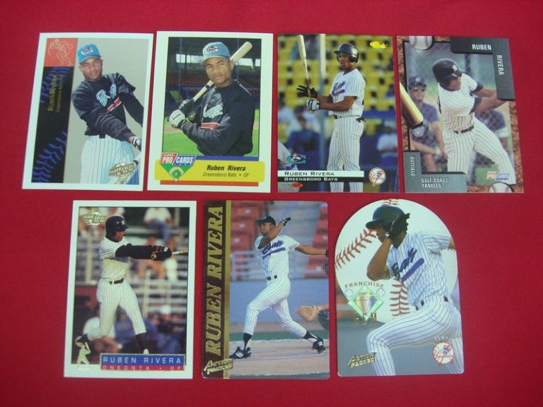 7-card lot of Ruben Rivera minor league baseball cards from brands like ProCards, Fleer Excel & more