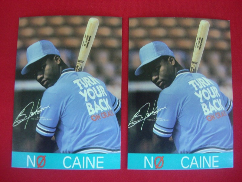 Bo Jackson No Caine Turn Your Back on Crack Baseball Card 2-Card Lot - Broder Type Promo