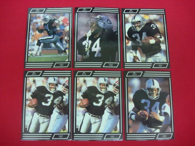 Vintage Bo Jackson Los Angeles Raiders Football Card Lot (6 Cards) - Broder Type