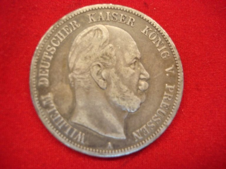 1874 Prussia 5 Mark Silver Coin (KM# 538)