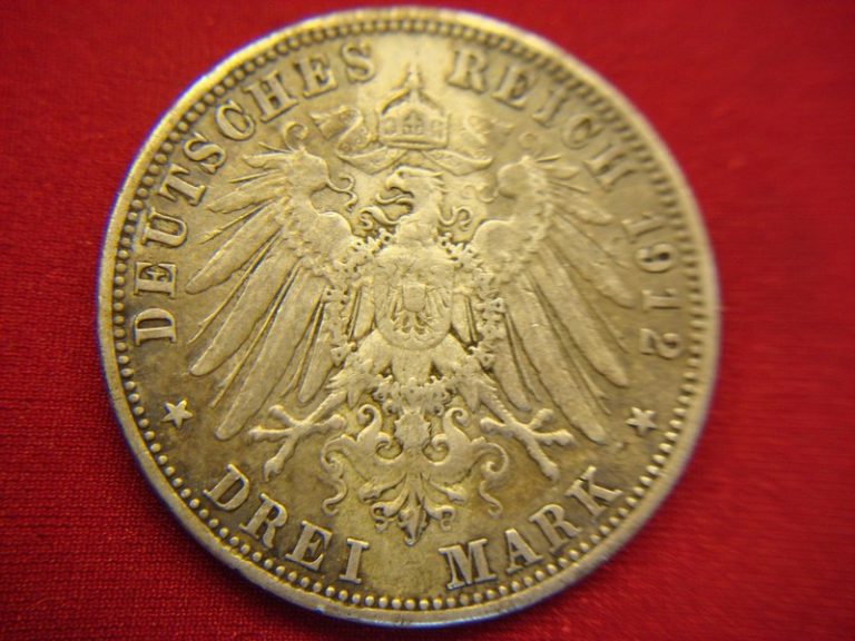 1912 D Bavaria 3 Mark Silver Coin (900 Fine)