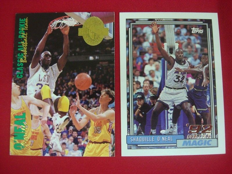 Shaquille O'Neal rookie cards from Topps and Classic Four Sport