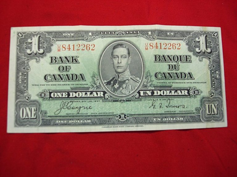 1937 Canada $1 Dollar Bill - Coyne/Towers Signature