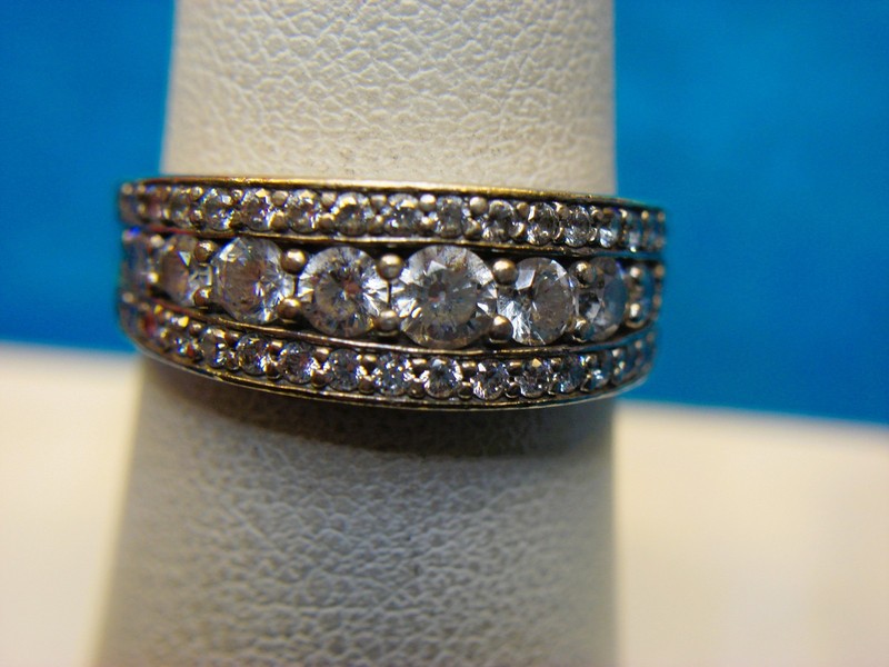 Sterling Silver Simulated Diamond Ring - Size 7 3/4