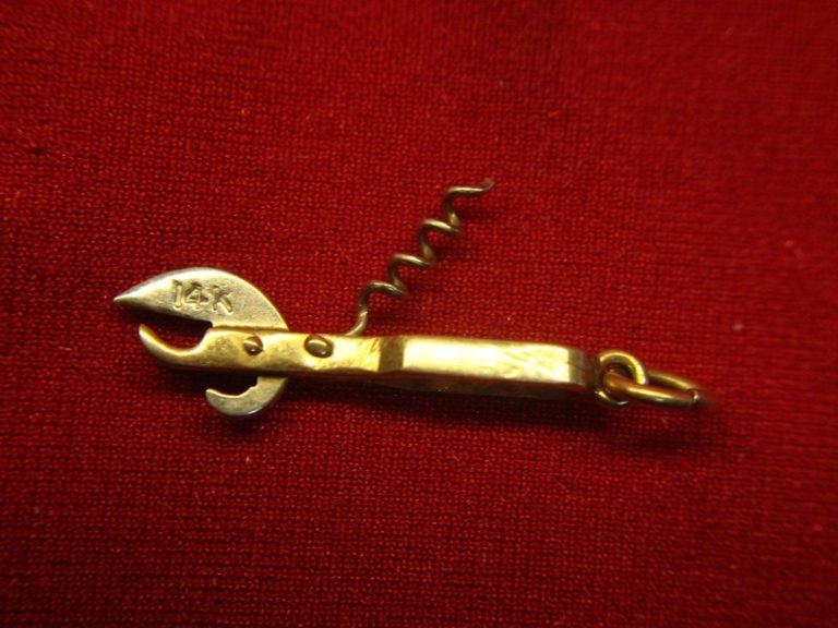 Vintage 14K Yellow Gold Art Deco Can Opener/Corkscrew Charm – Unique & Charming