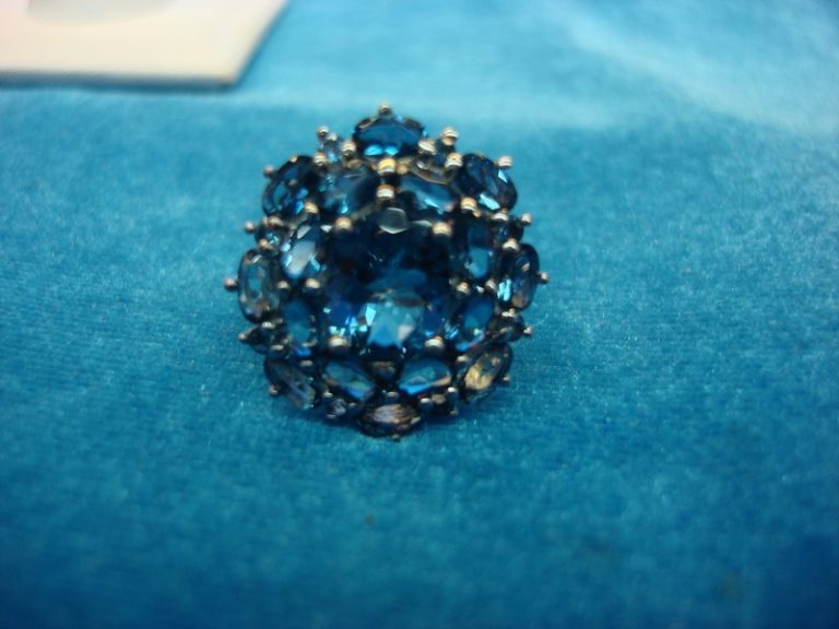 Stunning Blue Stone Cocktail Ring | Sterling Silver Size 7