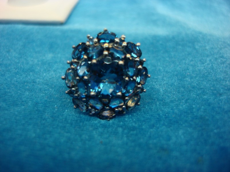 Stunning Blue Stone Cocktail Ring | Sterling Silver Size 7