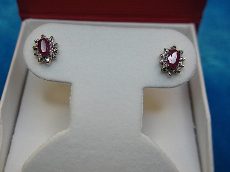 14K Yellow Gold Ruby & Diamond Stud Earrings (0.50ctw)