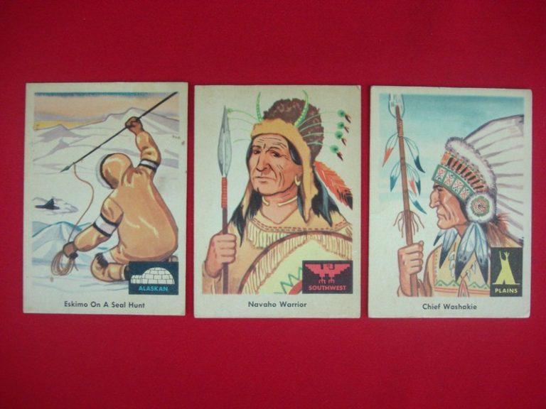 Vintage 1959 Fleer Indian Trading Cards - Set of 3