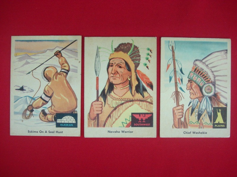 Vintage 1959 Fleer Indian Trading Cards - Set of 3