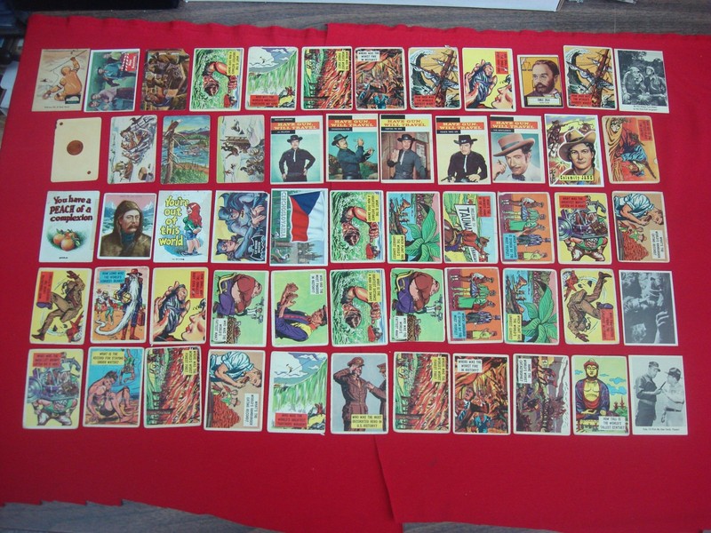 Vintage trading card lot of 56 featuring movies, TV, comedy, and history.