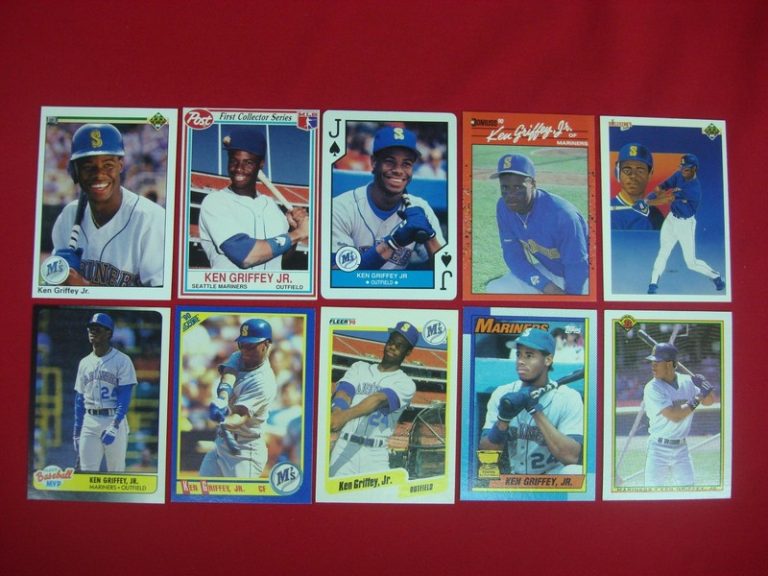 Ken Griffey Jr rookie and 2nd year baseball card lot (10 cards)