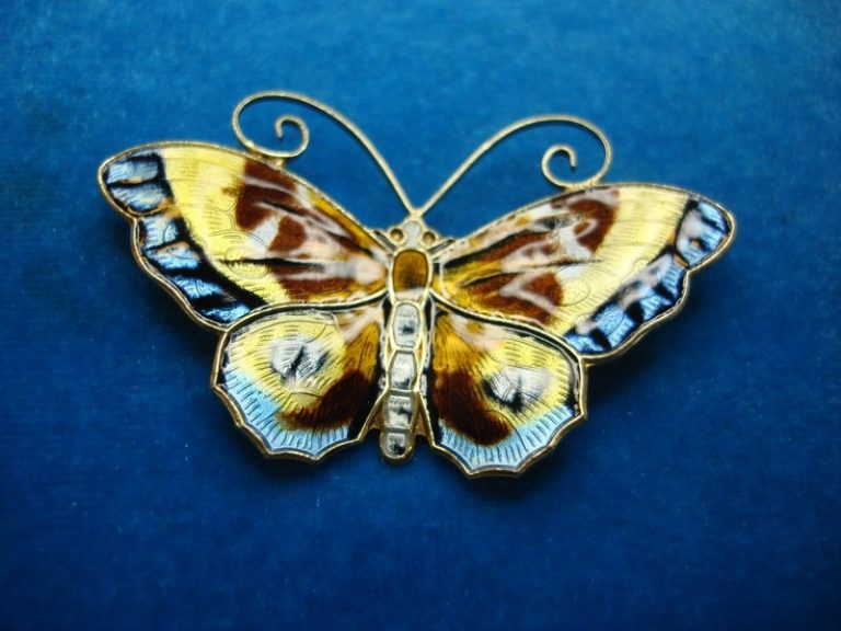 David Andersen Sterling Silver Butterfly Brooch Pin – Multicolor Enamel, Pre-Owned Excellent Condition