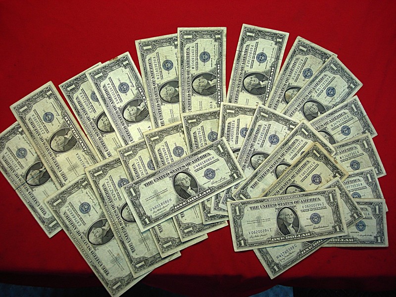 Collection of vintage $1 Silver Certificates from 1935 and 1957