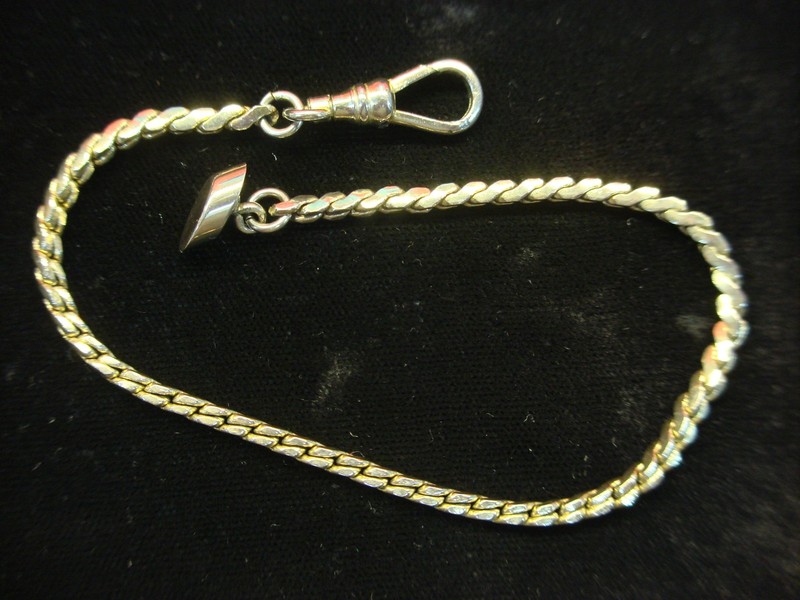 Vintage gold tone pocket watch chain, 8 inches, heavy links, made in Germany