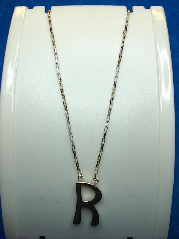 Sterling Silver 'R' Pendant Necklace