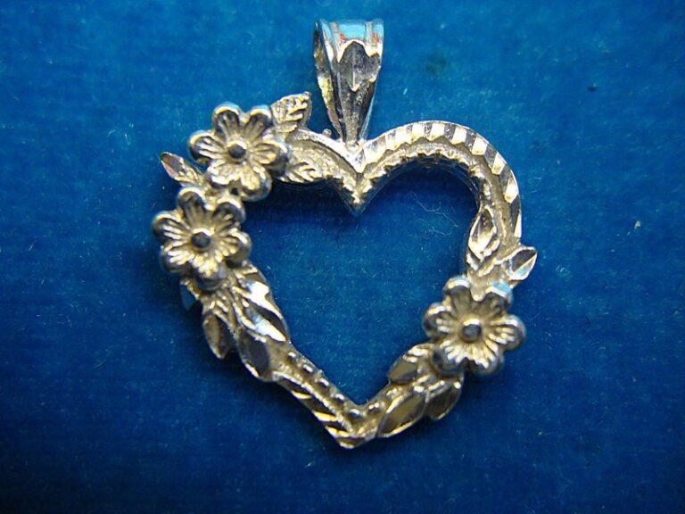 Sterling Silver Floral Heart Pendant