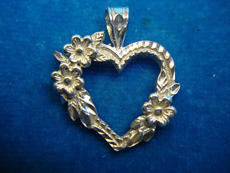 Sterling Silver Floral Heart Pendant
