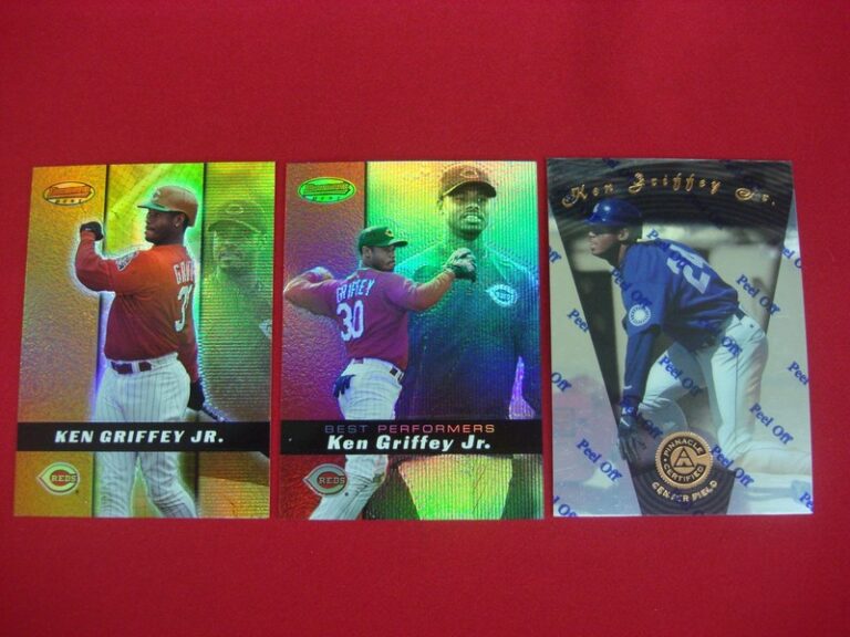 Ken Griffey Jr. baseball card lot featuring Bowman's Best and Pinnacle Certified cards