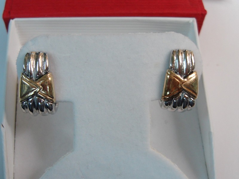 Krementz sterling silver and 14k gold pierced earrings