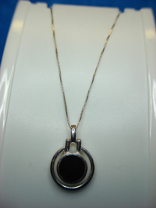 Sterling Silver Onyx Necklace - Elegant Circle Pendant