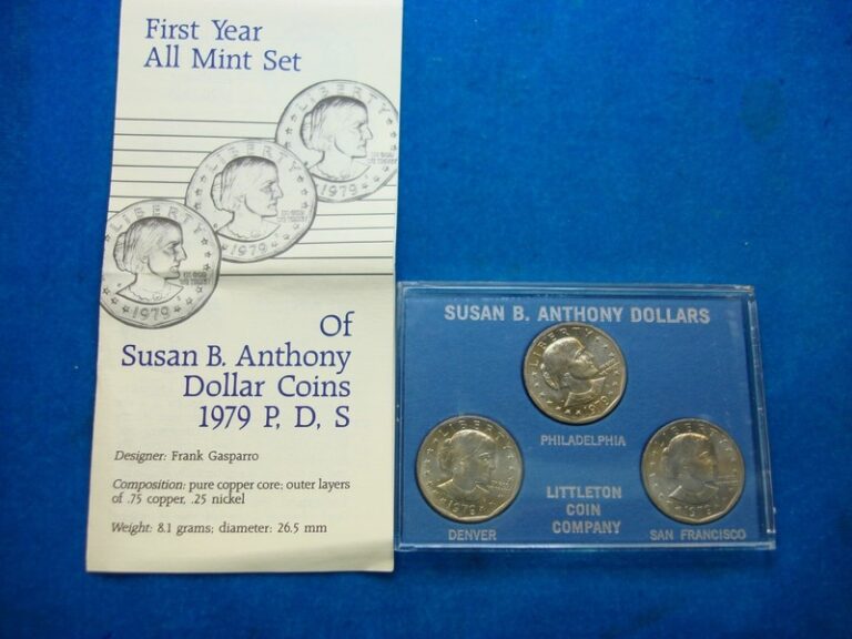 Set of three (1979-P, 1979-D, and 1979-S) Susan B. Anthony Uncirculated Dollars in custom holder