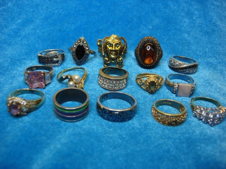 Lot of 15 vintage and modern costume rings, unique designs under $3 each