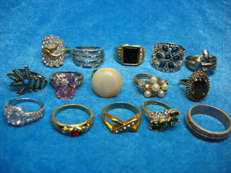 Vintage and modern costume rings lot, unique estate jewelry sale