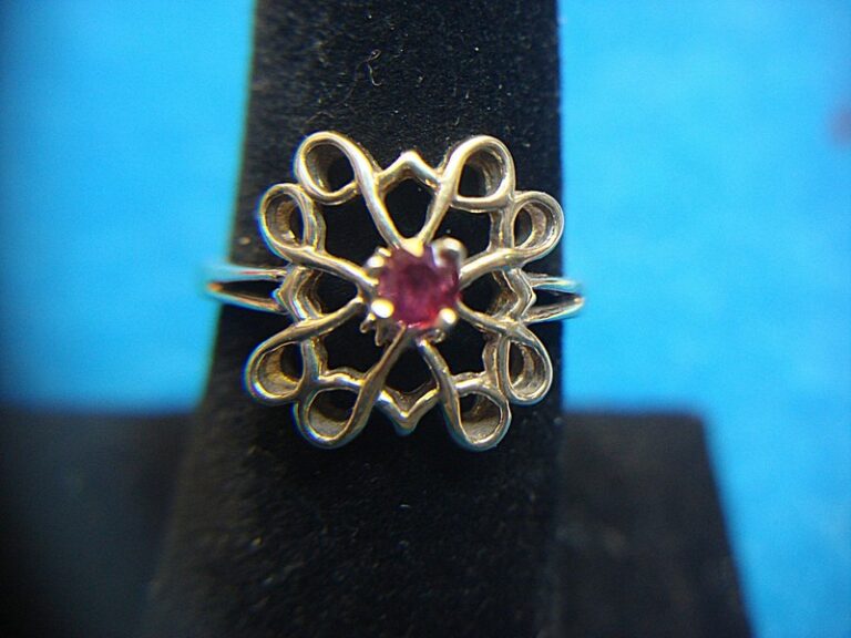 Avon Sterling Silver & Gold Vermeil Garnet Ring Size 8