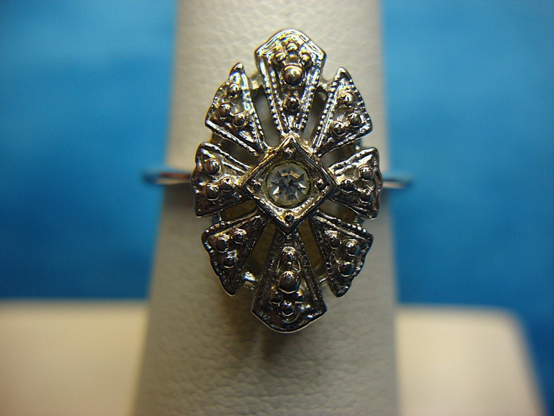 Vintage Avon filigree ring, silver tone, size 6.5
